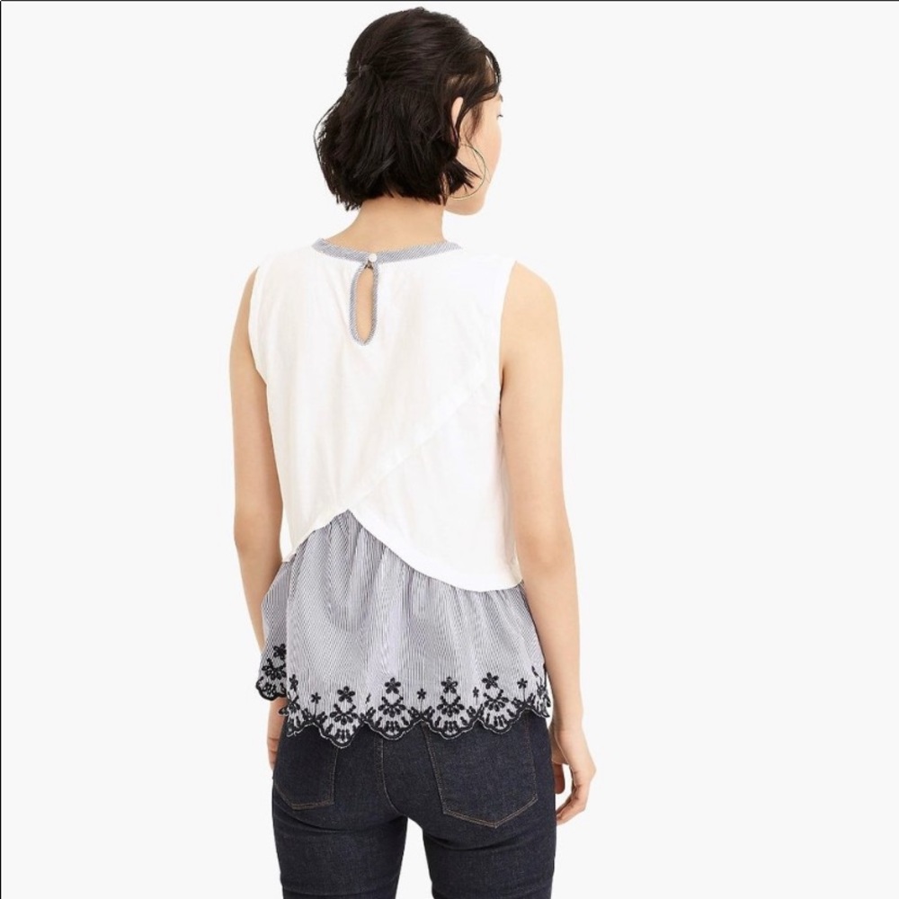J. CREW Black Tulip-Back Eyelet Peplum Top NWT S - Picture 2 of 8